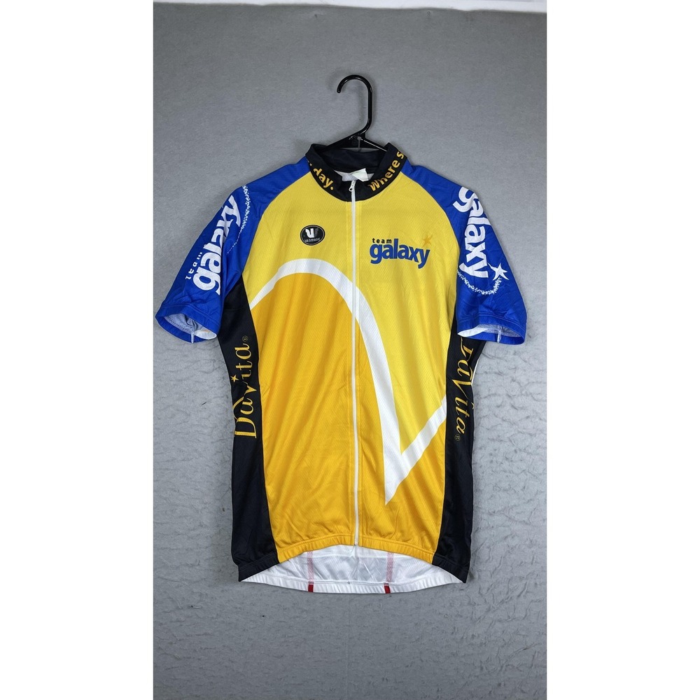 Vermarc Team Galaxy DaVita Cycling Jersey Mens XL Yellow Blue Full Zip Bike